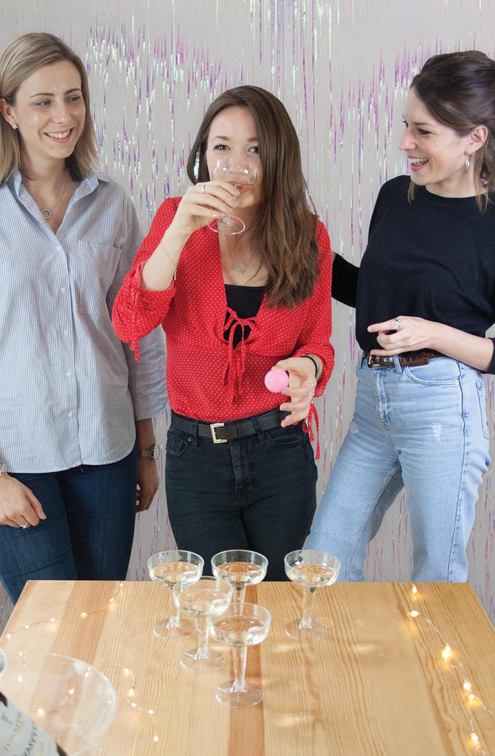 Prosecco Pong Drinking Party Game Includes Balls | Games for Bachelorette Party, Girls Night, Birthday, Bridal Shower, NYE, Christmas, 12 Glasses