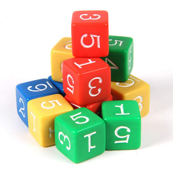 Plastic 3/4-Inch Color Number Dice (Set of 12)
