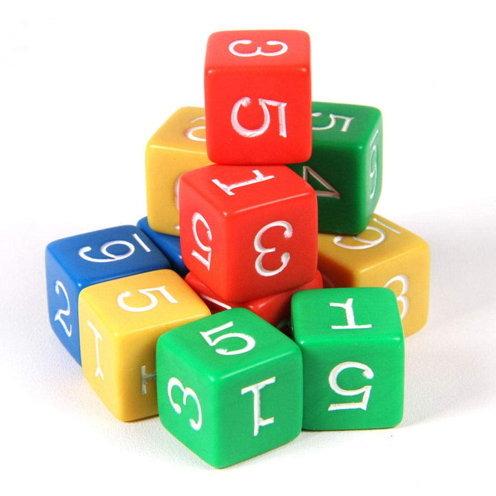 Plastic 3/4-Inch Color Number Dice (Set of 12)