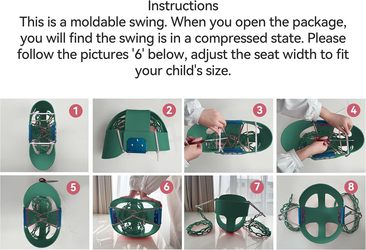 Toddler Swing, 59" Coated Heavy-Duty Iron Chains Baby Swing Outdoor, High Back Full Bucket Infant Swing Seat with Tree Straps for Swing Sets Backyard Outdoor Indoor (Green)