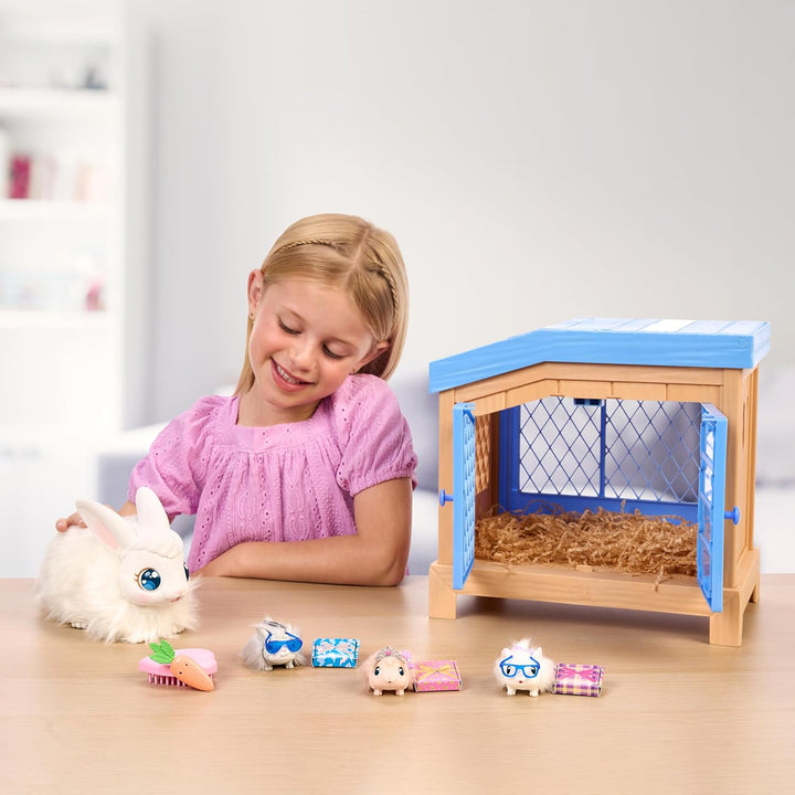 Bunny Mama Surprise Toy Set, Hutch Interactive Animal Playset with 3 Surprise Babies, 20+ Sounds, Bunny Accessories for Girls Ages 3+