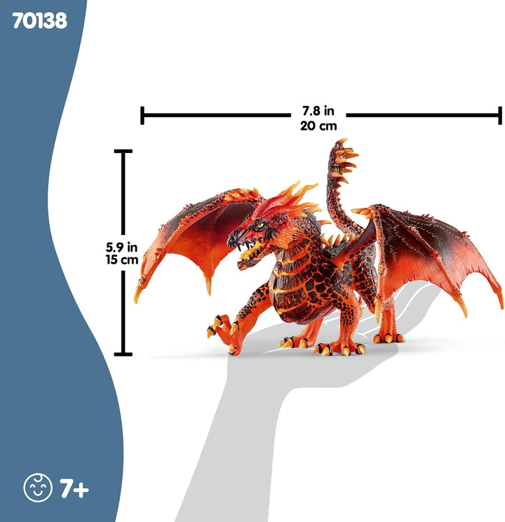 Eldrador Creatures - 8" Lava Dragon Toy - Movable Wing Action Figure for Boys and Girls - Mythical Creature Figures - Fantasy Beast Figurine - Red Monster Dragon Toys - Kids Ages 7+ | 70138