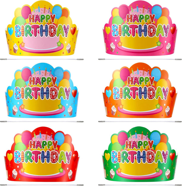 36 Pcs Happy Birthday Crowns for Kids Paper Birthday Hat Crowns for Classroom Gifts Kids' Party(Colorful)