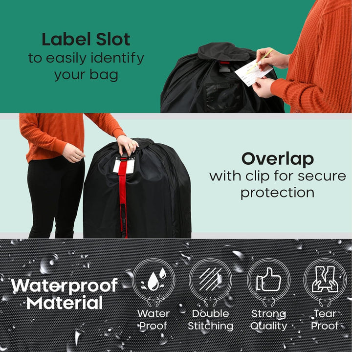Large Stroller Bag for Airplane Travel, Black & Red, 47" H X 24" W X 15" D, Fits Most Large, Single, Double, Jogging Strollers – Premium Waterproof Cover, Adjustable Shoulder Straps