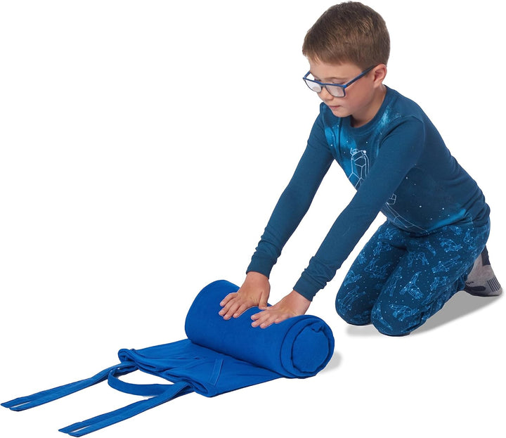 Northwest  Kindergarten Nap Sac Roll-Up Boys and Girls Toddler Blanket with Attached Pillow – Soft Fleece Preschool Nap Mat for Daycare or Travel – Machine Washable – Royal Blue