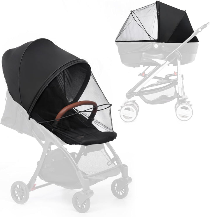 Mosquito Net for Stroller,Encrypted Stroller Mosquito Net Full Cover with Double Zipper,Breathable & Foldable Netting for Baby Cover(Black)