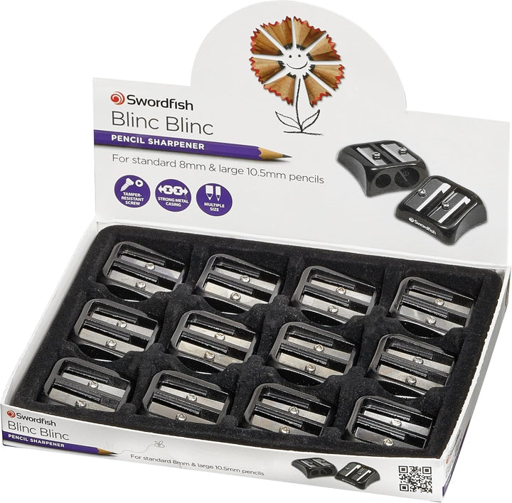‘Blinc Blinc’ Double-Hole Zinc Pencil Sharpener with Strong Metal Casing [Pack of 12] 40285