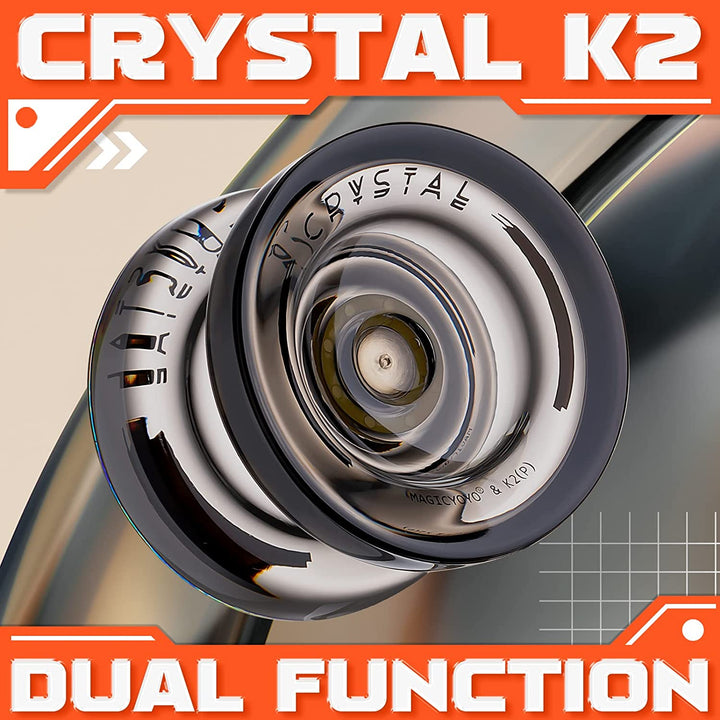 K2 Crystal Black Yoyo Professional, Responsive Yoyo for Kids Beginners with Extra Unresponsive Yo Yo Bearing, Pro Plastic Trick Yo Yo for Adults+12 Stings+Bearing Removal Tool+Storage Bag
