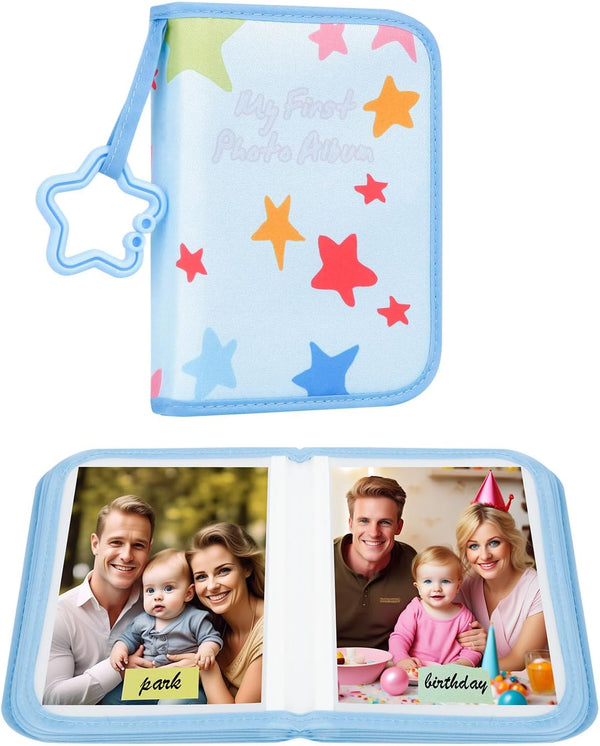 Baby'S My First Photo Album for Baby Holds 21 4X6 Photos, Baby Photo Album Soft Cloth Family Book, My First Family Album for 4X6 Baby Shower Kids Toddlers Family Pictures, Toddler Photo Album (Blue)