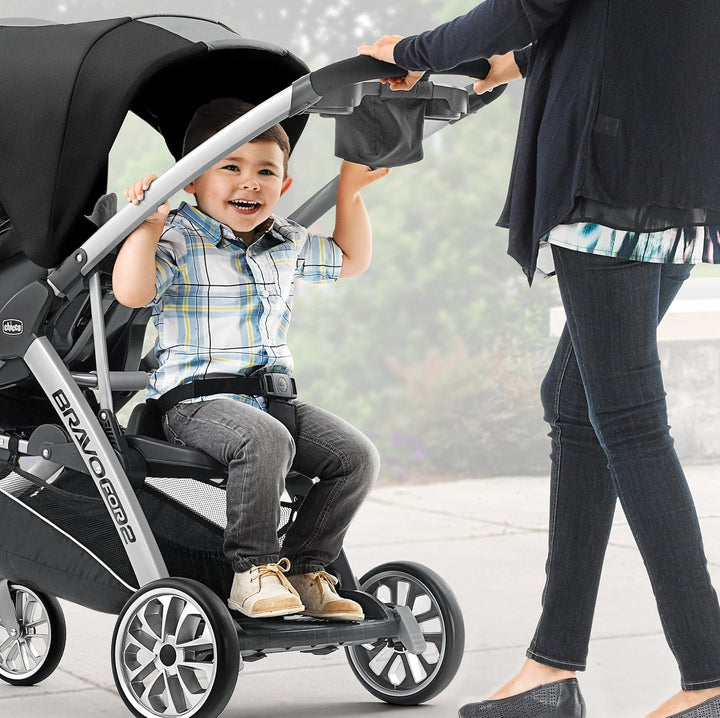 Bravofor2 Standing/Sitting Double Stroller - Iron | Black/Grey
