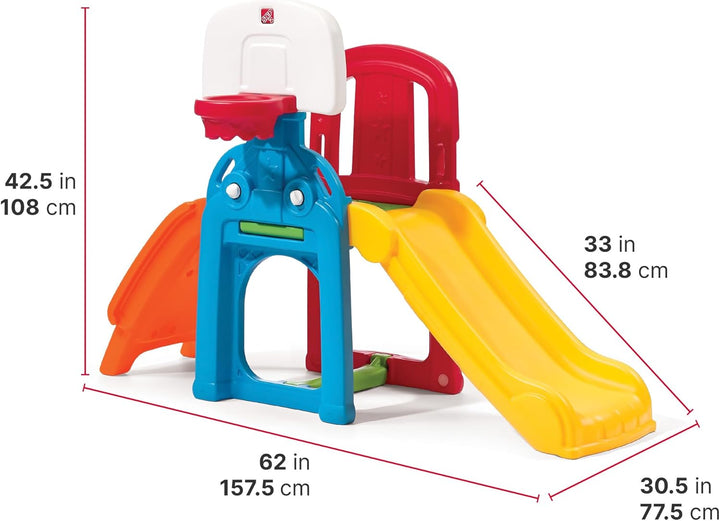 Game Time Sports Climber, Kids Indoor/Outdoor Playset, Backyard Playground Set, Slide, Climbing Wall, Basketball Hoop, outside Jungle Gym, for Toddlers 2-6 Years Old