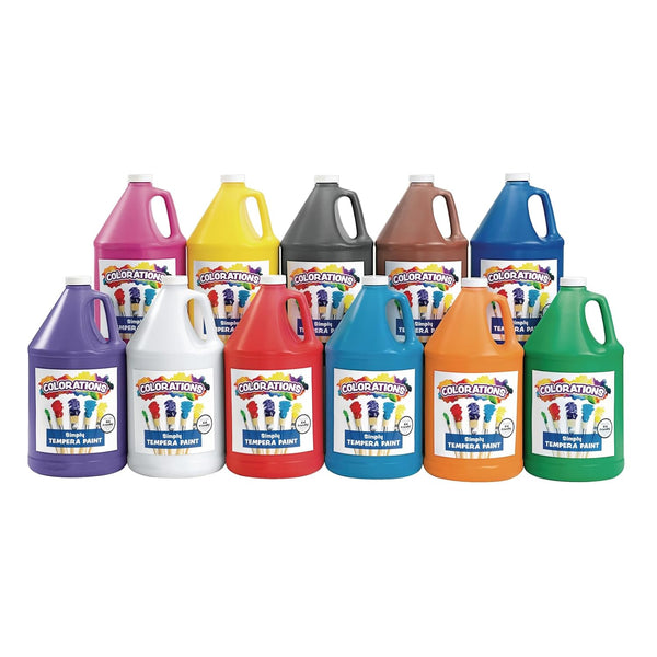 Simply Tempera Paint, 11 Gallon Set in Vibrant Colors, Matte Finish, Classroom Supplies, Non Toxic, School, Craft, Art Supply Set, Stock up on Bulk Paints for School
