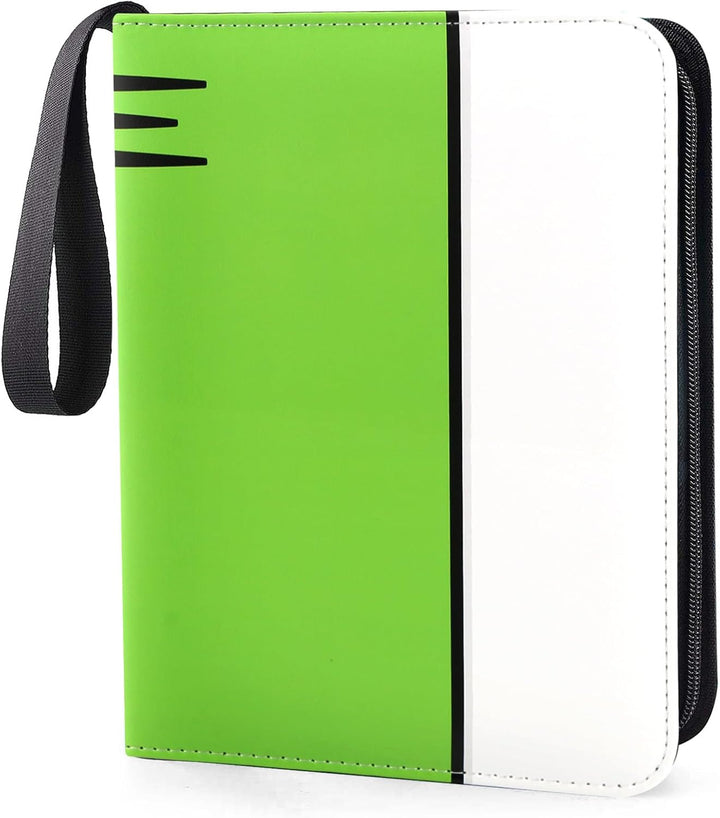 Card Binder 4 Pocket, Collectible Trading Card Albums Fits 400 Cards with 50 Removable Sleeves, Portable Trading Card Binder Collection Album Holder, Game Card Case Book with Zipper for Gifts, L-Green