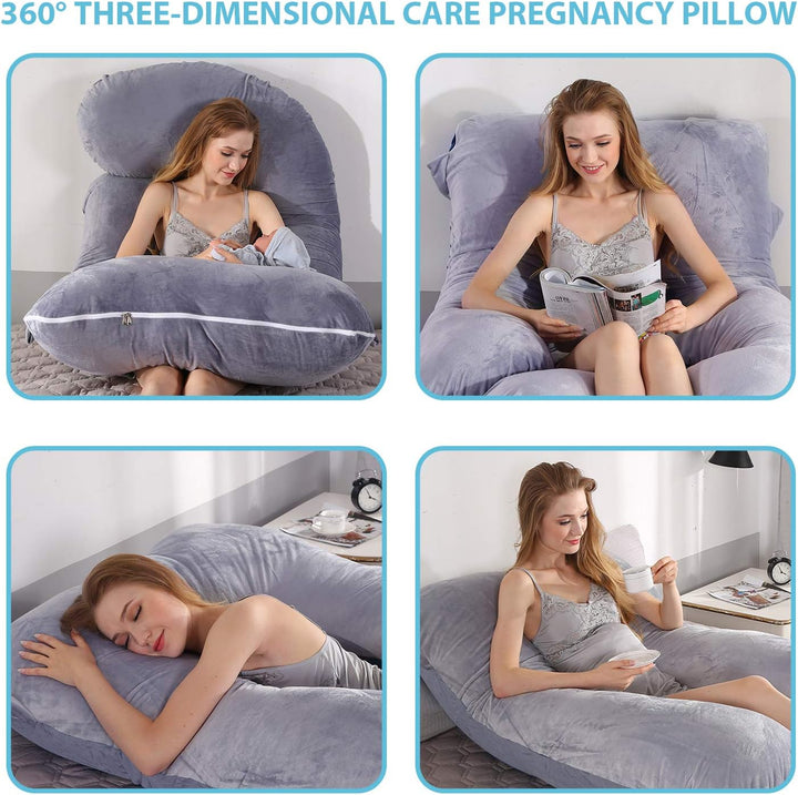 Pregnancy Pillow for Sleeping,Full Body Maternity Pillow with Removable Washable Cover,Support for Back,Hips,Legs,Belly for Pregnant Women