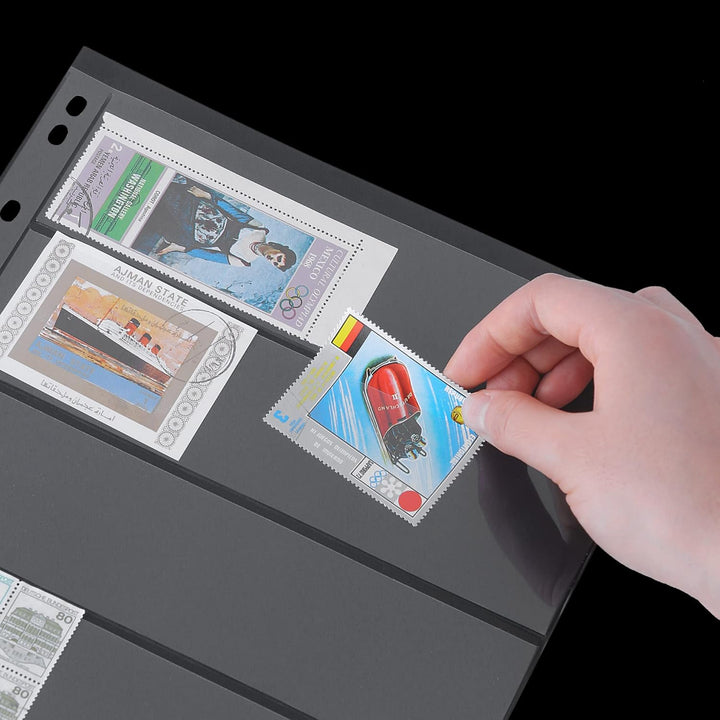 Stamp Collection Inserts - Collector Stamp Album 12 Sheets with 4 Mixed Sizes Single Side for Stamp Collection Binder Kit IS02MX112