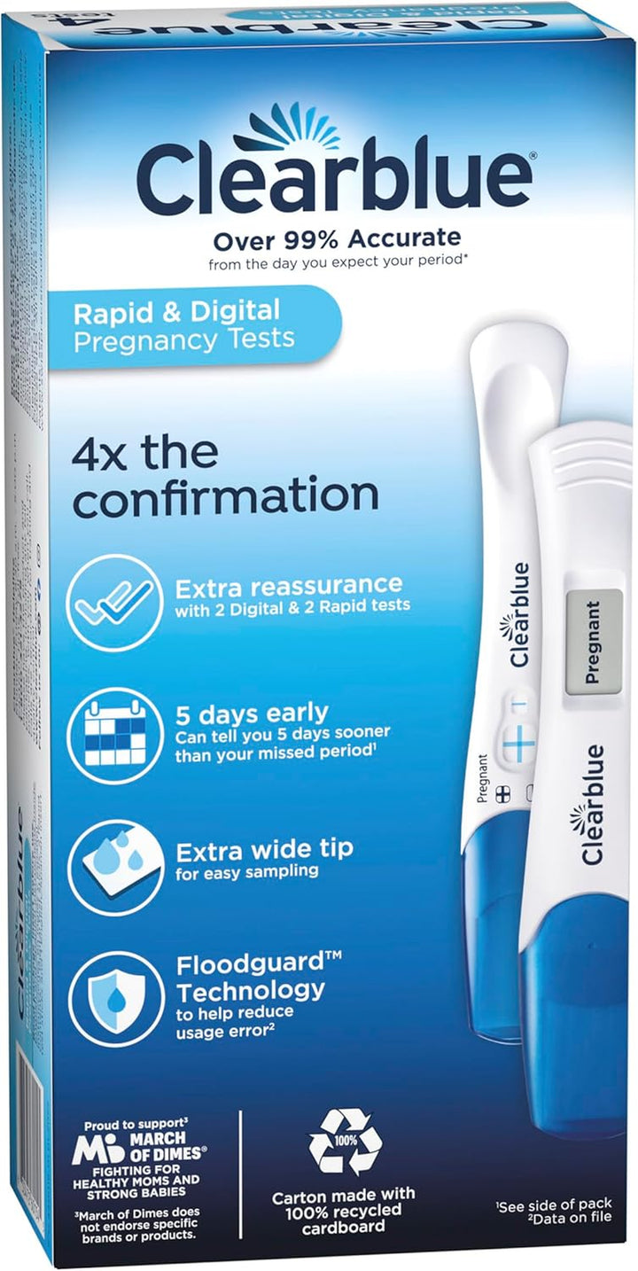 Pregnancy Test Combo Pack, 4Ct - Digital with Smart Countdown & Rapid Detection - Value Pack