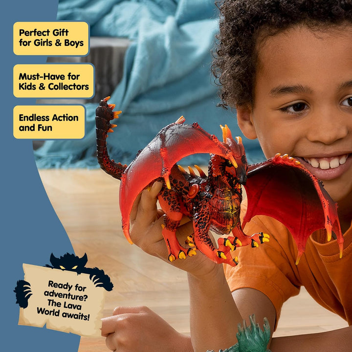 Eldrador Creatures - 8" Lava Dragon Toy - Movable Wing Action Figure for Boys and Girls - Mythical Creature Figures - Fantasy Beast Figurine - Red Monster Dragon Toys - Kids Ages 7+ | 70138