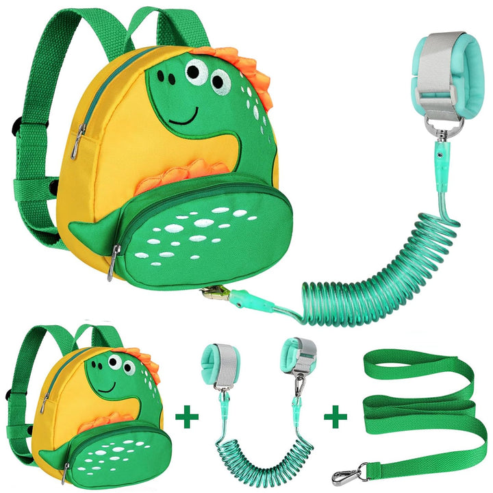 Toddler Harness Backpack Leash, Cute Dinosaur Backpacks with anti Lost Wrist Link, Cute Mini Child Backpack Wristband Tether Strap and Protection Leashes for Boys Girls Aged 1-3 Years