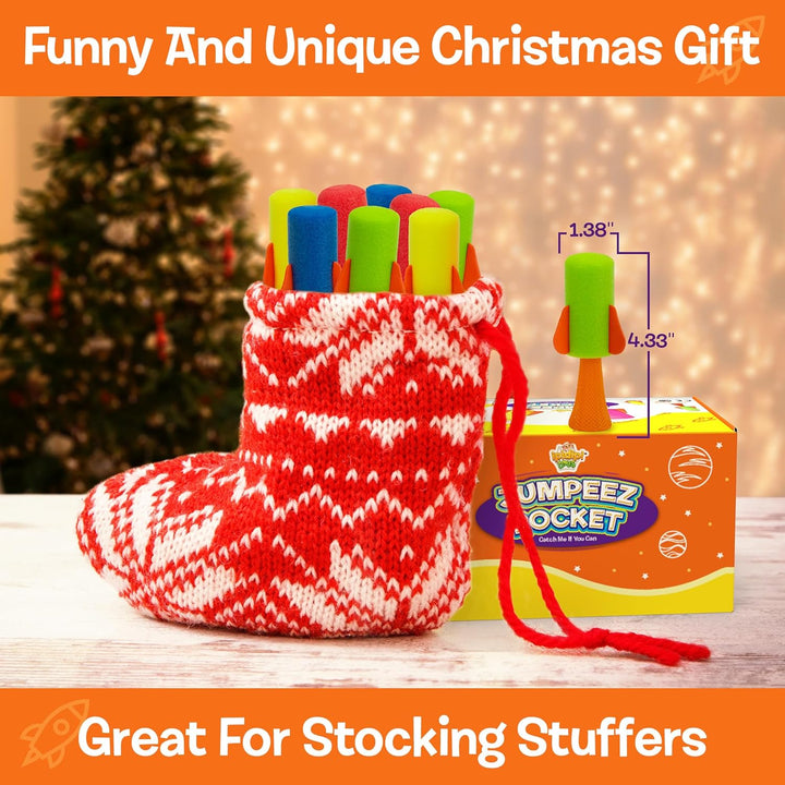 Jumping Rockets Light up Poppers - Spring Launcher LED Toys for Kids - Party Favors, School Prize, Goodie Bag Fillers, Birthday Suprises - Games for Boys and Girls, Pack of 24
