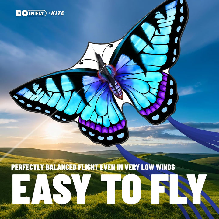 Kite-Butterfly Kites for Kids and Adults, Easy to Fly for Beginner, Durable and Eye- Catching Design, Beach Kites for Family Trip ＆ Outdoor Games and Activities （Blue）
