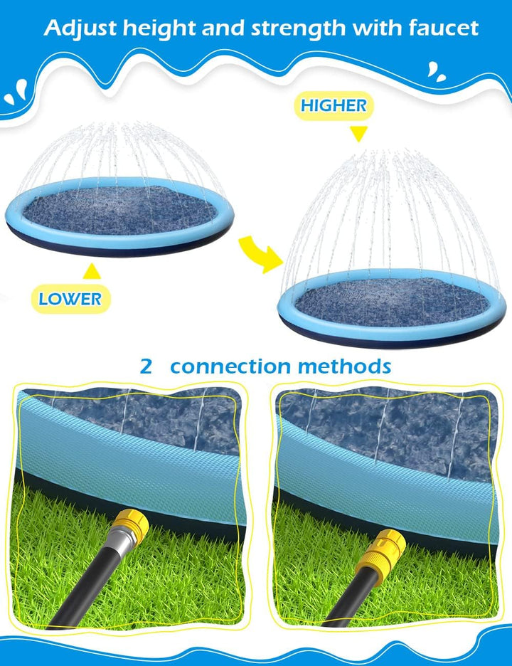Kids Dog Splash Pad Sprinkler -  Non Slip Dog Sprinkler Pad Splash Pool Puppy Dogs Pool Summer Outdoor Water Toys Backyard Durable Splash Pad for Toddlers Kids Small Medium Large Dogs Pet