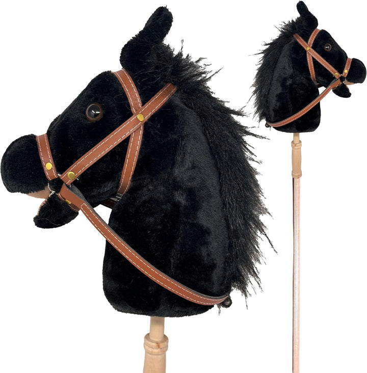 Stick Horse | Plush Handcrafted Hobby Horse | Stick Pony Provides Fun Pretend Play for Toddlers & Preschoolers | Handsewn, Wood, Sound Effects | Pinto Style