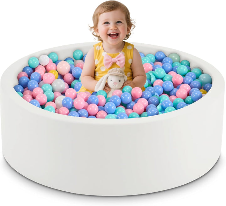 35.4" X 11.8" Foam Ball Pit for Toddlers, Baby round Balls Pool for Babies 1-3, Kids Play Ball Pits Ideal Gift for Boys and Girls, Balls Not Included, Grey