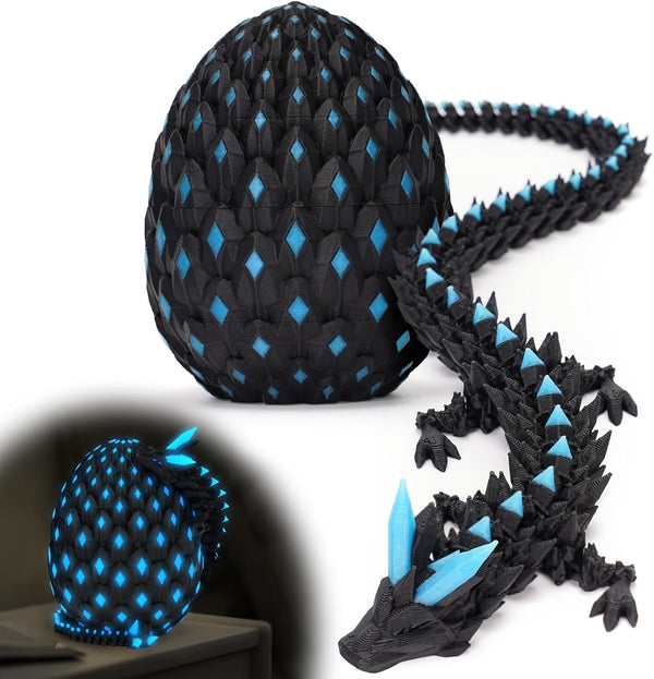 3D Printed Dragon Eggs Mystery Dragon Egg Glow in the Dark Articulated Animals Fidget Toy Cool Crystal 3D Print Dinosaur Toys for Kids 5-7 8-12 Dino Eggs for Boys Girls Home Decor