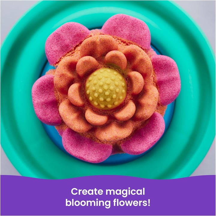 , Squishblossom Blooming Flower with 8Oz Neon Yellow & Pink Play Sand, Pot & Molds, Gifts for Mom & Kids, Arts and Crafts Sensory Toys