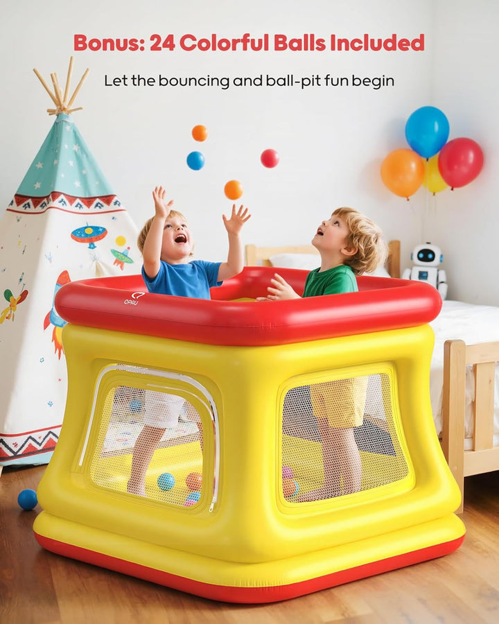 3-In-1 Inflatable Bounce House for Toddlers 1-3, Ball Pit & Trampoline, Inflatable Bouncy House with Safety Net, Indoor & Outdoor Bubble Bouncer Baby Play Yard