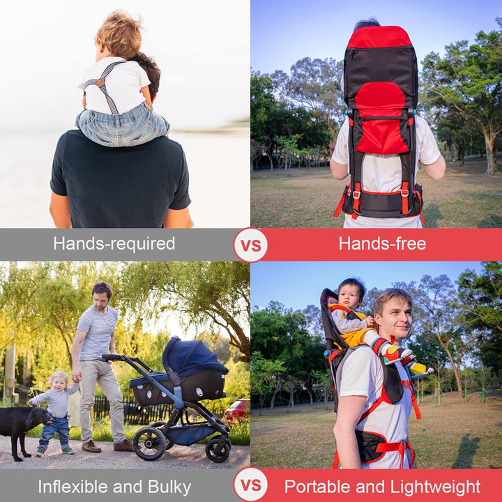 Baby Shoulder Carrier Baby Hiking Backpack Carrier with Rain Cover Sun Shade for Child Safe Backrest and Toddler Ergonomic Seat Holds 40 Pound for Children between 6 Months-3 Years Old Babies