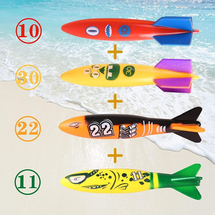 Summer Pool Diving Swimming Toys for Kids, Fun Swim Games Sinking Set, Underwater Dive Gifts with Storage Bag Include Torpedo Gems Shark Rings Sea Animals for Boys Girls Toddlers 20 Packs