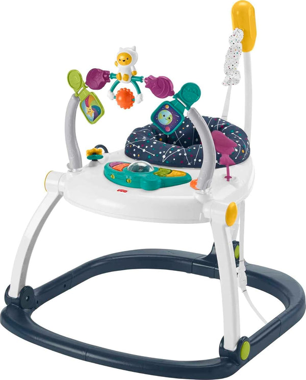 Baby Bouncer Spacesaver Jumperoo Musical Activity Center with Lights Sounds & Developmental Toys, Astro Kitty