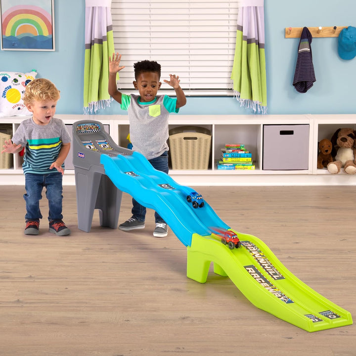 Fast Track Downhill Raceway, Dual Racetrack for Kids Cars for Toddlers, 2 Toy Race Cars Included, Made in USA