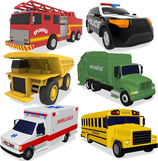 Mold Free 6 Cars Bath Toys for Kids | Toddler Bath Toys with No Hole for Water | Vehicles Set Ideal Size for Little Hands | Safe, Durable for Endless Tub Fun | Great for Boys & Girls Ages 0+