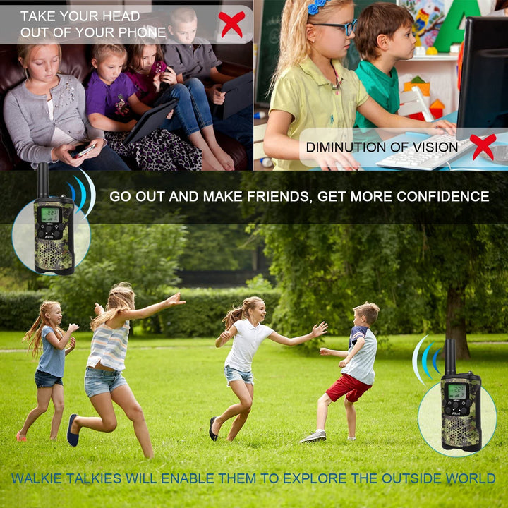 Walkie Talkies for Kids 22 Channel 2 Way Radio 3 Miles Long Range Handheld Walkie Talkies Durable Toy Best Birthday Gifts for 6 Year Old Boys and Girls Fit Adventure Game Camping (Green Camo 1)