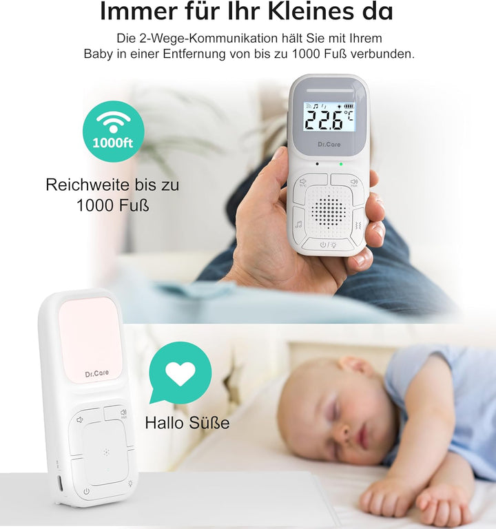 Neogo Portable Baby Audio Monitor and Sound Machine | Baby Sleep Soother | Travel | Registry Gift with 1000Ft Range, Two-Way Talk, VOX, Nightlight, 8 Lullabies, and Vibrating Sound Alert