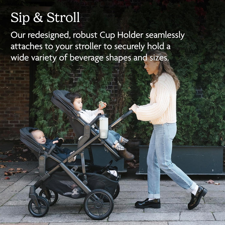 Cup Holder for Vista, Cruz, Minu Strollers - Quick, Intuitive Attachment + Removal - Securely Holds Various Size Beverages - BPA Free + Dishwasher Safe - Folds Attached