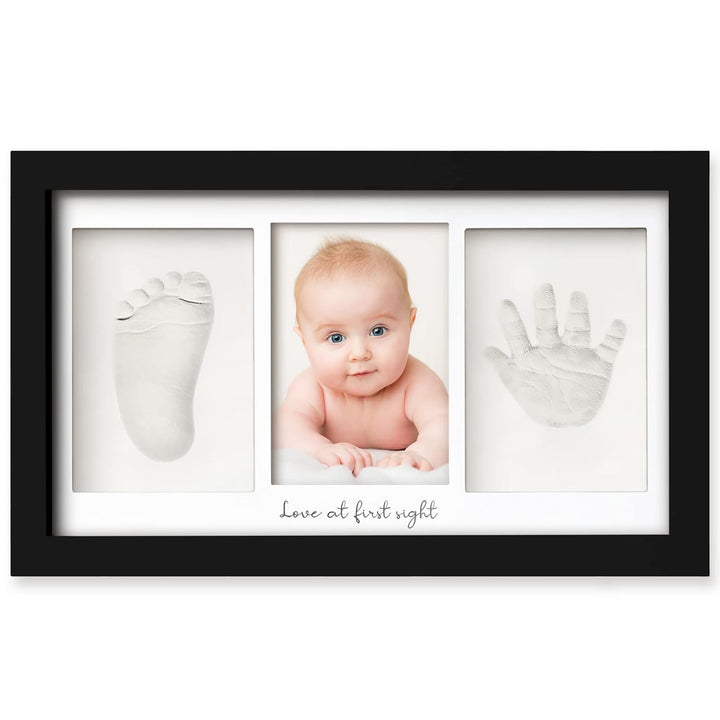 Baby Hand and Footprint Kit - Clay Handprint Keepsake Frame, Newborn Nursery Picture Frame, Personalized New Mom Gifts for Baby Shower & Registry (Alpine White)
