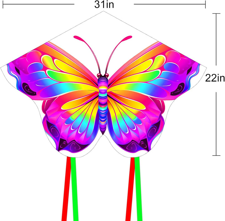 2 Pack Butterfly Kite,For Kids and Adults,Easy to Fly,Excellent Fabric and Structure Design,The Pictures Are Beautiful in High Definition,Suitable for Beginners(31X22)