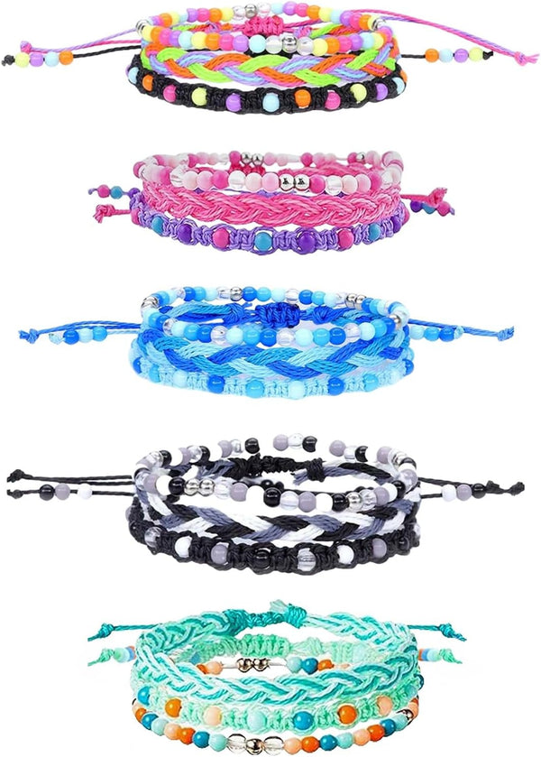 15Pcs Braided Beaded Friendship Bracelets for Teens Girls Handmade Stackable Woven Cute Girls Bracelets Teenager Pinata Goody Bag Stocking Stuffers Tween Birthday Christmas Party Favors