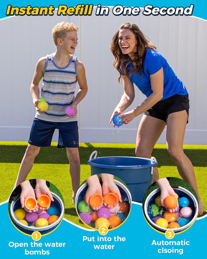 Reusable Water Bomb Balloons, Summer Toy Water Toy for Boys and Girls, Pool Beach Toys for Kids Ages 3-12, Outdoor Activities Water Games Toys Self Sealing Water Splash Ball for Fun(12Pack)