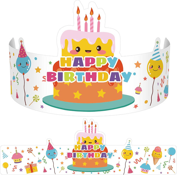 42 Pack Happy Birthday Crowns for Kids Classroom with Elastic Band for Teachers Students Kindergarten Party