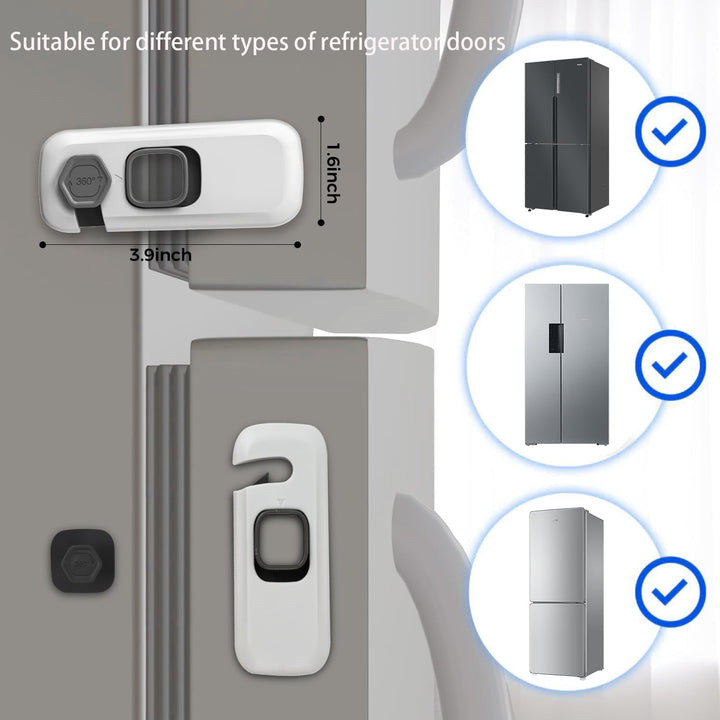 2Pack Child Proof Refrigerator Lock,Fridge Locks for Kids with Sticky Adhesive Pads,Baby Safety Locks for Fridges, Cabinets, Drawers, Double Doors and More (2 Pack)