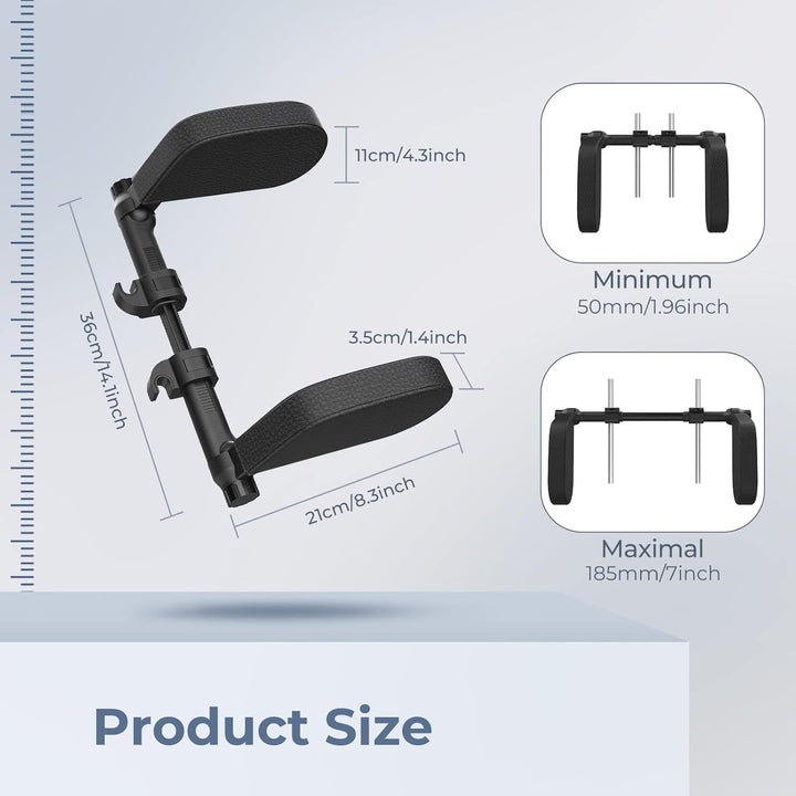 Adjustable Car Headrest Pillow, Road Pal Headrest, U-Shaped Travel Sleeping Pillow for Kids & Adults, Head Neck Support Only Suitable for Car Seat Headrest with Poles, Black