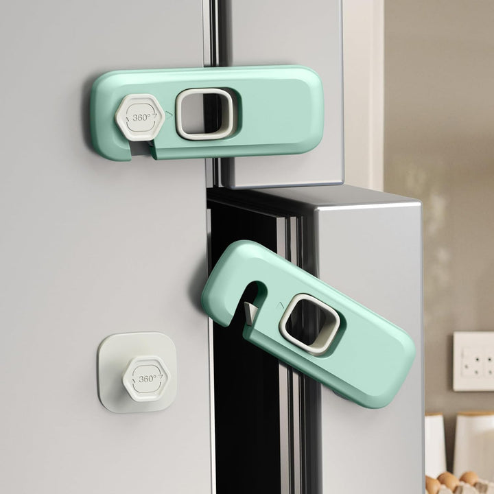 5 Pack Child Proof Refrigerator Lock,  Fridge Locks for Kids with Sticky Adhesive Pads, Child Safety Locks for Doors, RV Refrigerator, Oven Lock Child Safety Baby Cabinet Locks - Grey Updated