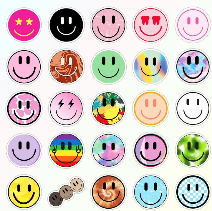 50PCS Smiling Stickers, Cute Water Bottle Stickers for Kids, for Teaching Rewards, Notebooks, Stationery, Luggage, Cartoon PVC Happy Stickers