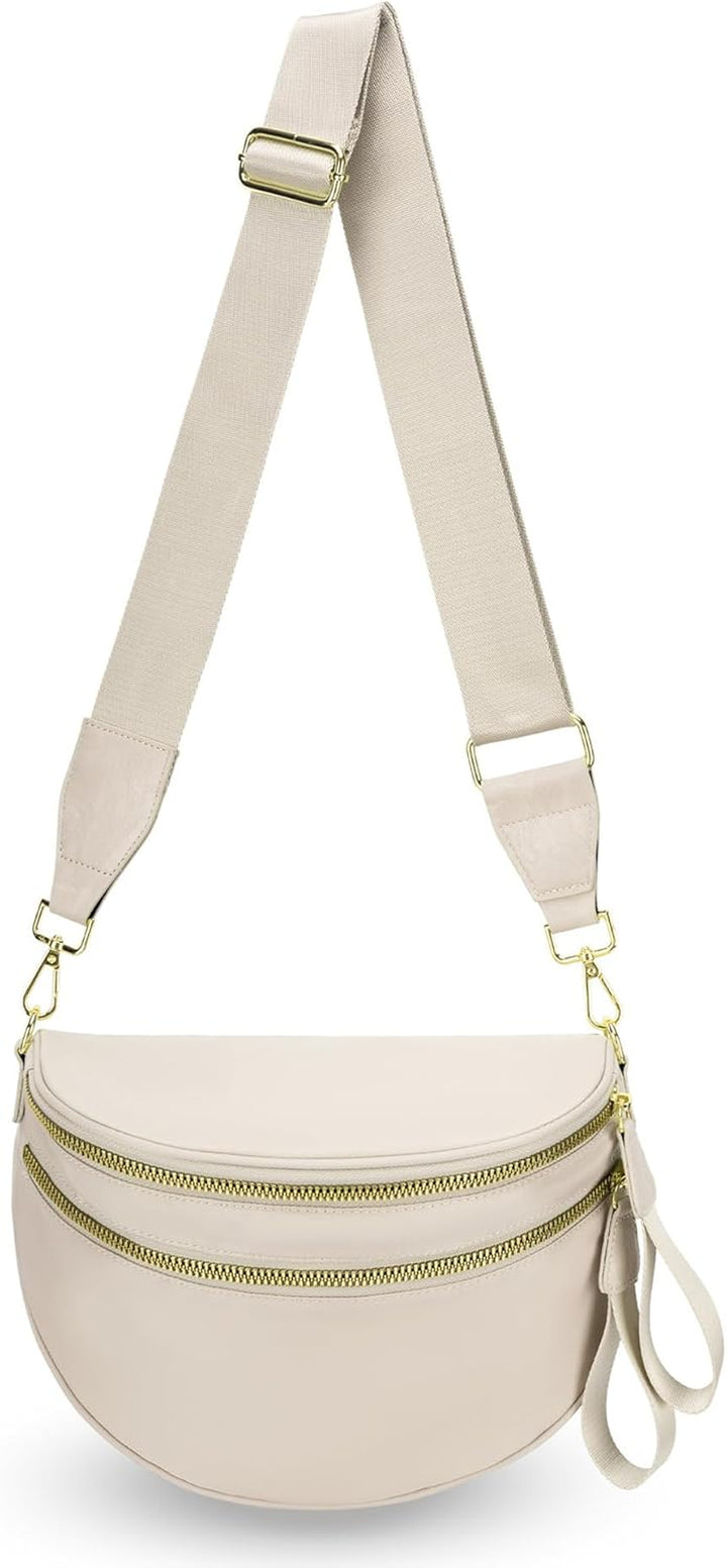 Mommy Bum Bag Crossbody, 2025 Trendy Checkered/Solid Nylon Waterproof Adjust Wide Straps Large Mom Diaper Bag