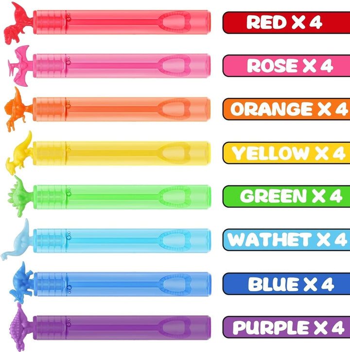 32 Pack Bubble for Kids Party Favors, 8 Style Mini Bubble Wands with Gift Box, Dinosaur Toys Bulk for Carnival Prizes Goodie Bag Stuffers Supplies, Birthday Bath Time Bubbles Blower Toy for Girl Boy