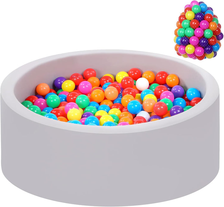 Foam Ball Pit for Toddlers, Large Baby Ball Pit for Babies with Soft Memory Sponge, Indoor Outdoor Baby Playpen, Kids Play Ball Pool, Gift Toys for Infants Boys and Girls (Gray, NO Balls)